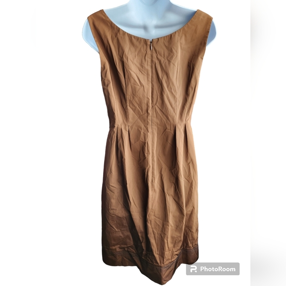 Lida Baday Brown Detailed Sleeveless Sheath Dress Size 8 - Picture 2 of 5